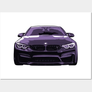 Purple BMW M4 Illustration Posters and Art